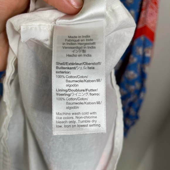 J. Crew V-Neck Cover-Up in Classic Block Blue and Red Floral Maxi Dress Vintage - Picture 15 of 16